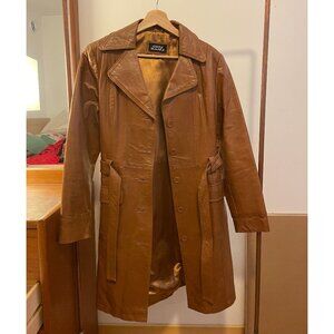 Vintage Costa Blanca tan leather trench